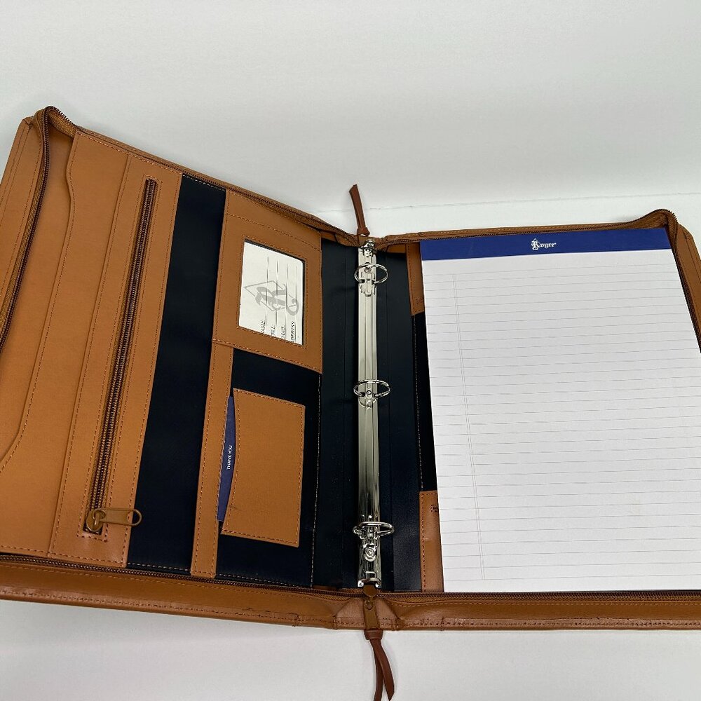 Royce Leather Writing Portfolio Binder Bonded Leather Tan
